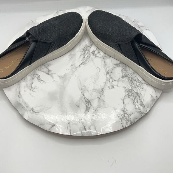 KAANAS Black Leather Sahara Slide Slip On-8 - Picture 7 of 9